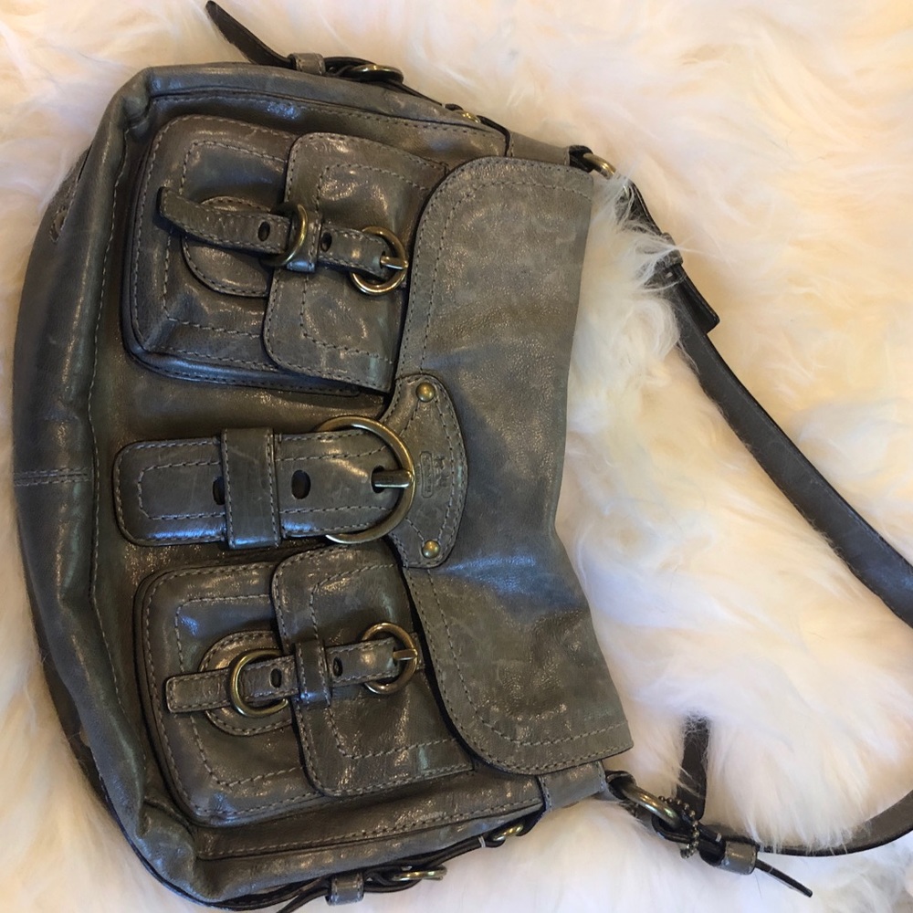 GREY LEATHER COACH BAG